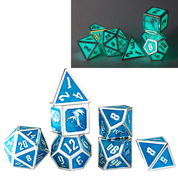 Draconis Silver With Glow In The Dark Dice Set | Gear Gaming Fayetteville