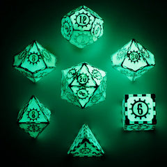 Gears of Fate Solid Metal Dice Set-Glow in the dark | Gear Gaming Fayetteville