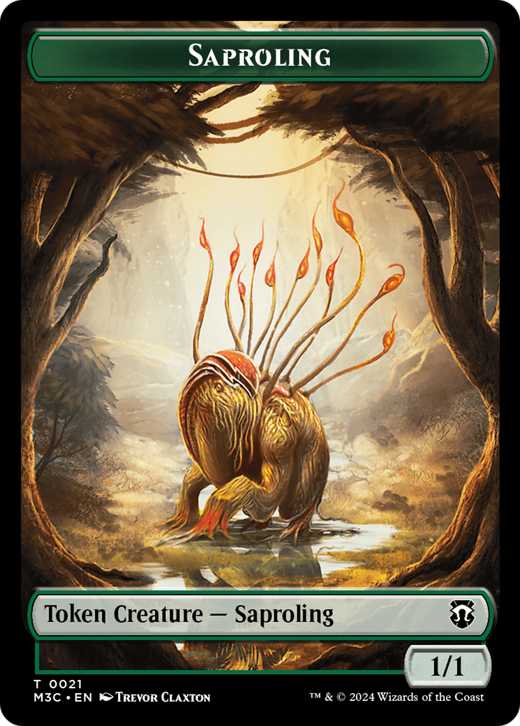 Tarmogoyf (Ripple Foil) // Saproling Double-Sided Token [Modern Horizons 3 Commander Tokens] | Gear Gaming Fayetteville