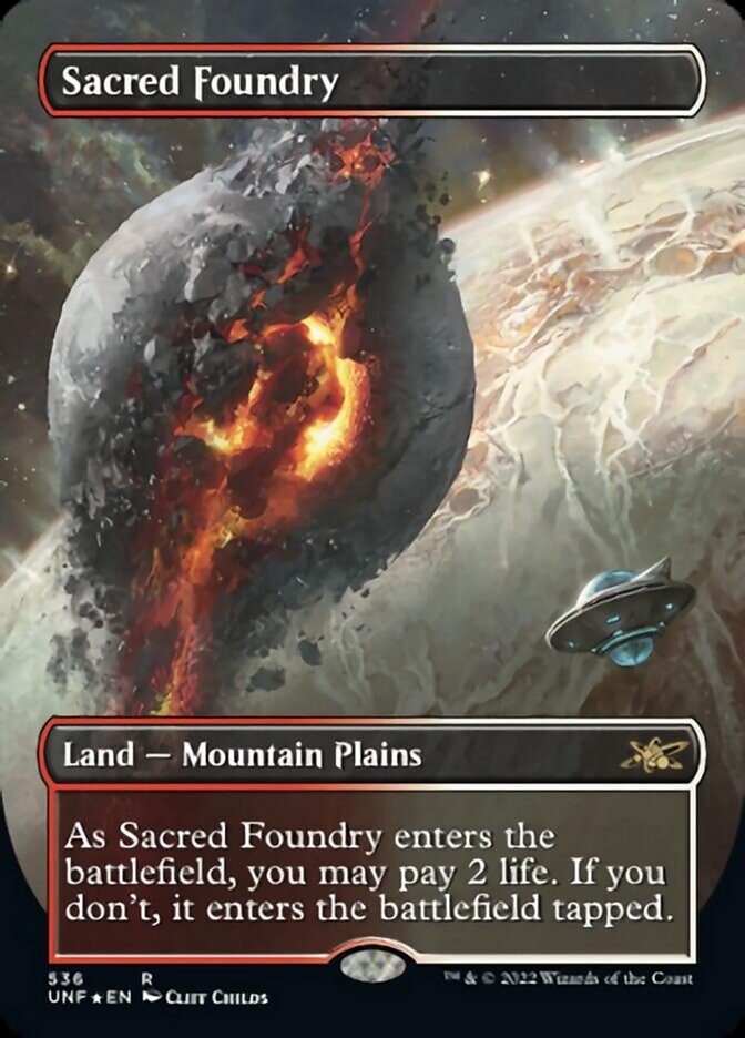 Sacred Foundry (Borderless) (Galaxy Foil) [Unfinity] | Gear Gaming Fayetteville