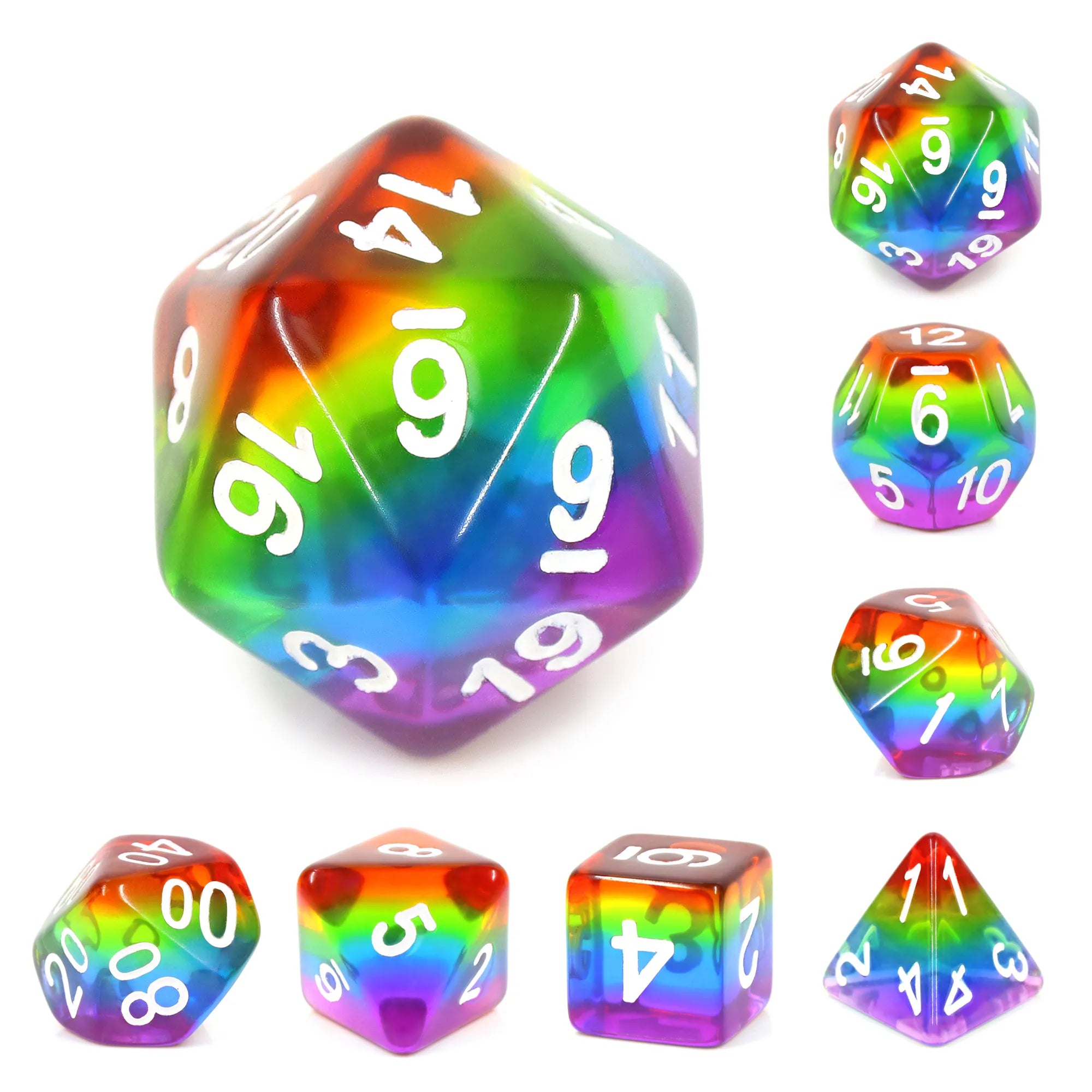 Transparent Rainbow Dice 7pcs Dice Set | Gear Gaming Fayetteville