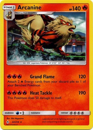 Arcanine (22/214) (Cosmos Holo) [Sun & Moon: Unbroken Bonds] | Gear Gaming Fayetteville