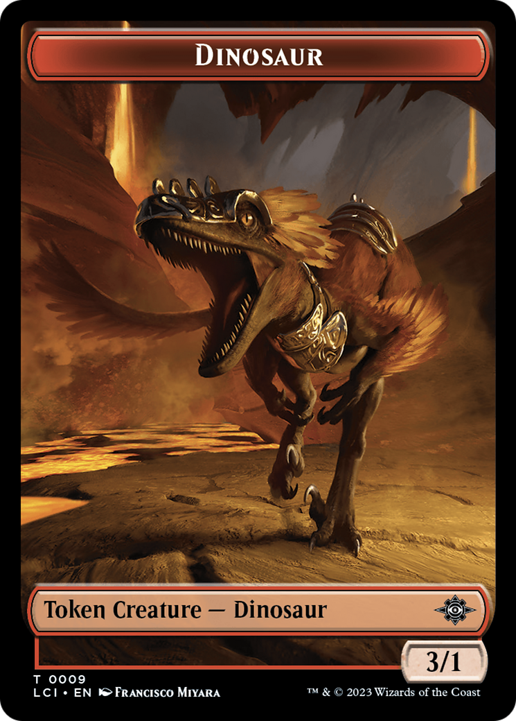 Treasure (0018) // Dinosaur (0009) Double-Sided Token [The Lost Caverns of Ixalan Tokens] | Gear Gaming Fayetteville