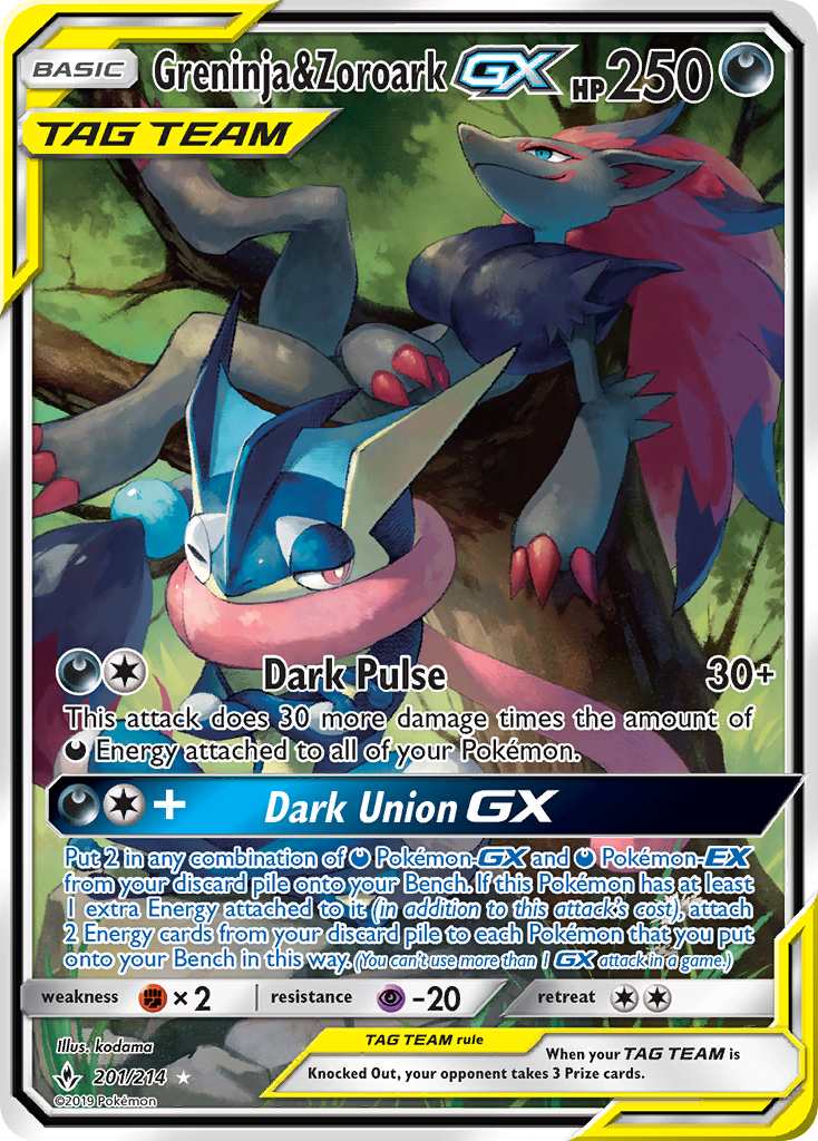 Greninja & Zoroark GX (201/214) [Sun & Moon: Unbroken Bonds] | Gear Gaming Fayetteville