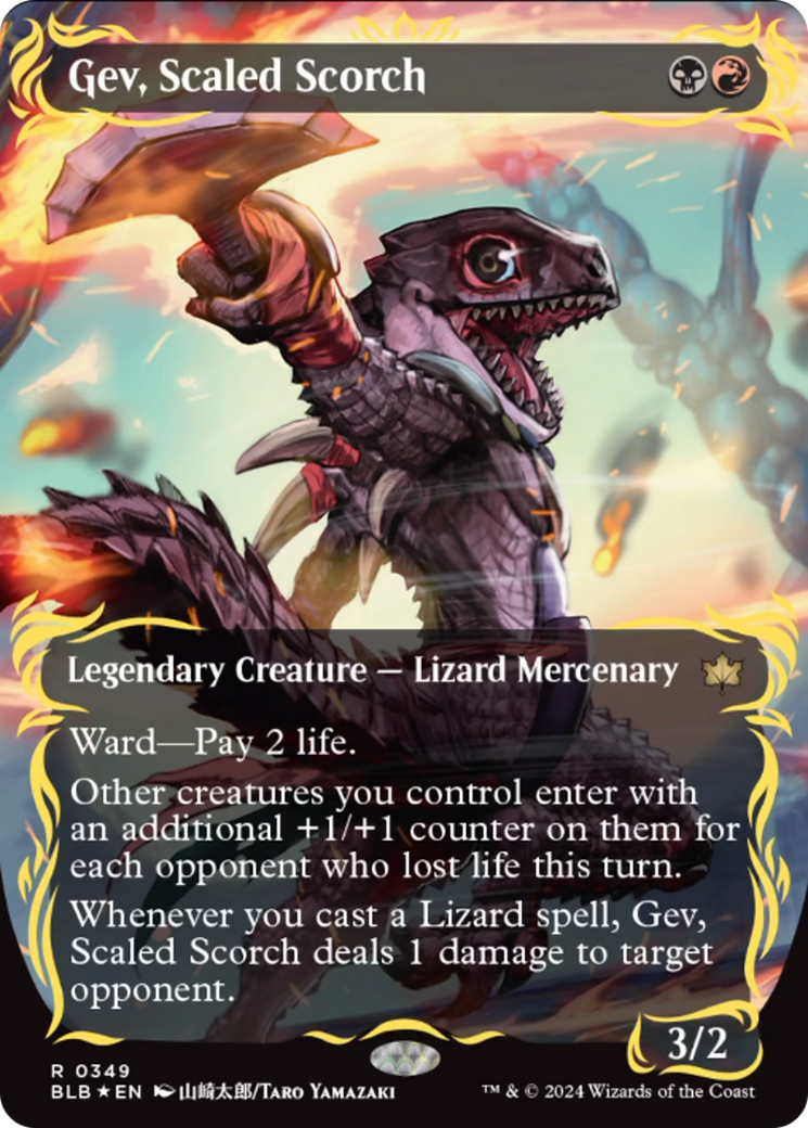 Gev, Scaled Scorch (Borderless) (Raised Foil) [Bloomburrow] | Gear Gaming Fayetteville