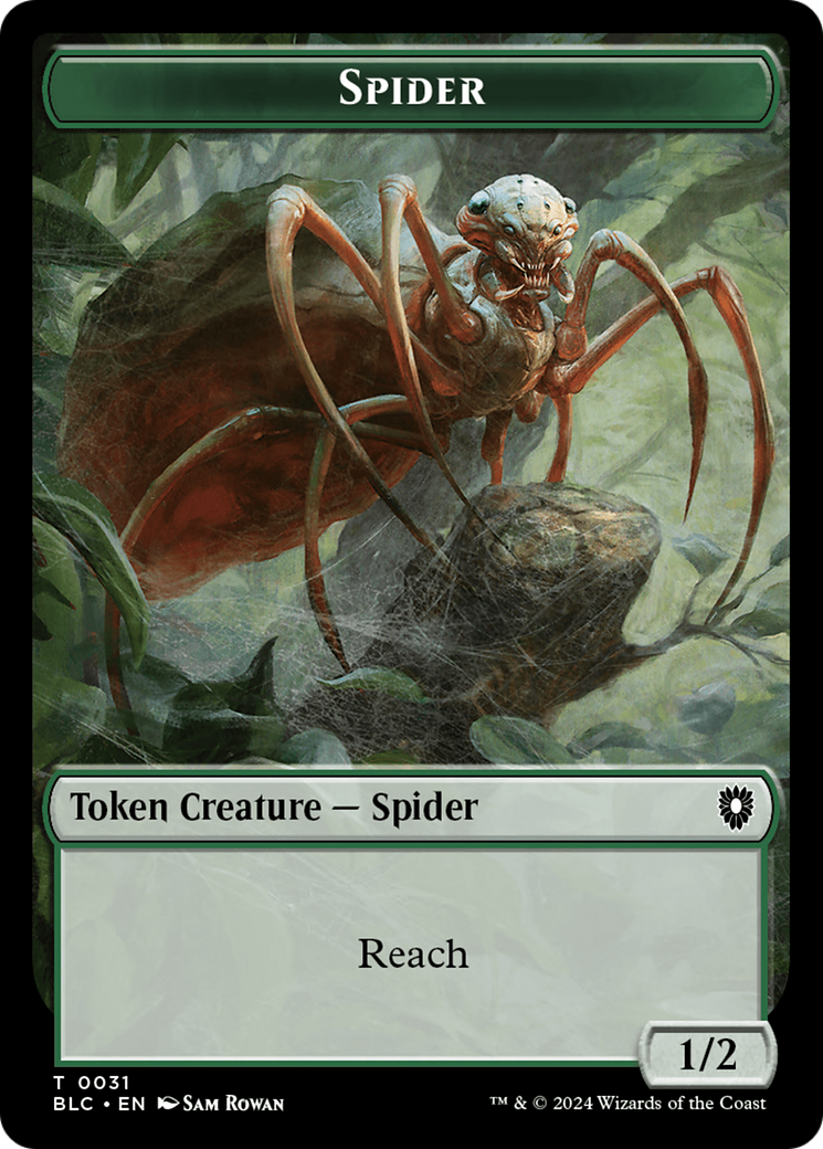 Spider // Blood Double-Sided Token [Bloomburrow Commander Tokens] | Gear Gaming Fayetteville