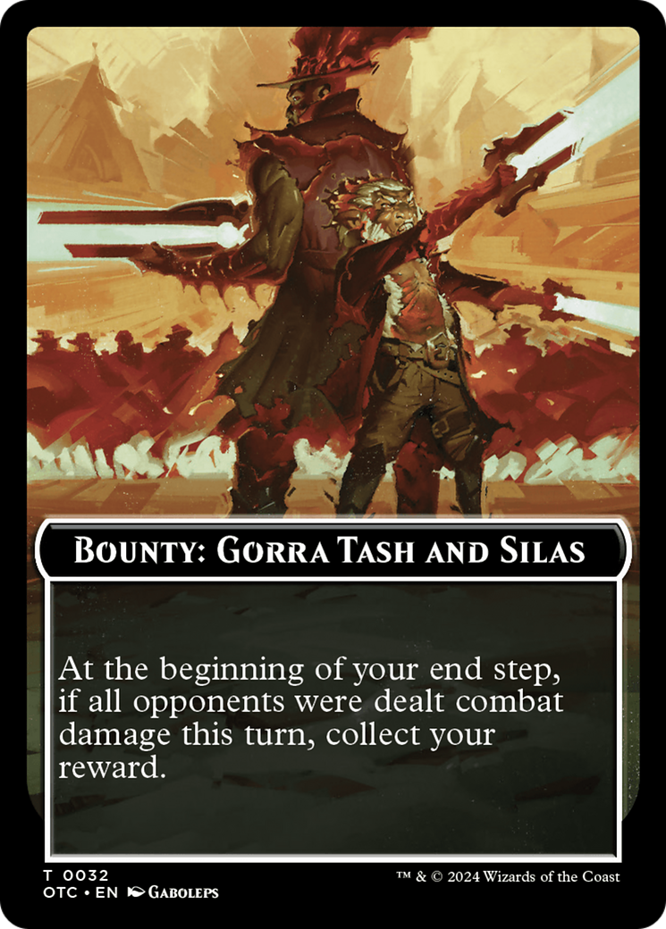 Bounty: Gorra Tash and Silas // Bounty Rules Double-Sided Token [Outlaws of Thunder Junction Commander Tokens] | Gear Gaming Fayetteville