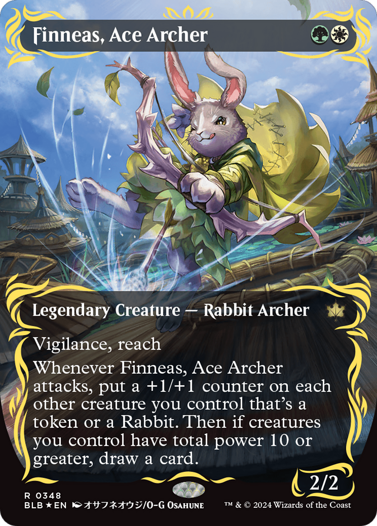 Finneas, Ace Archer (Borderless) (Raised Foil) [Bloomburrow] | Gear Gaming Fayetteville