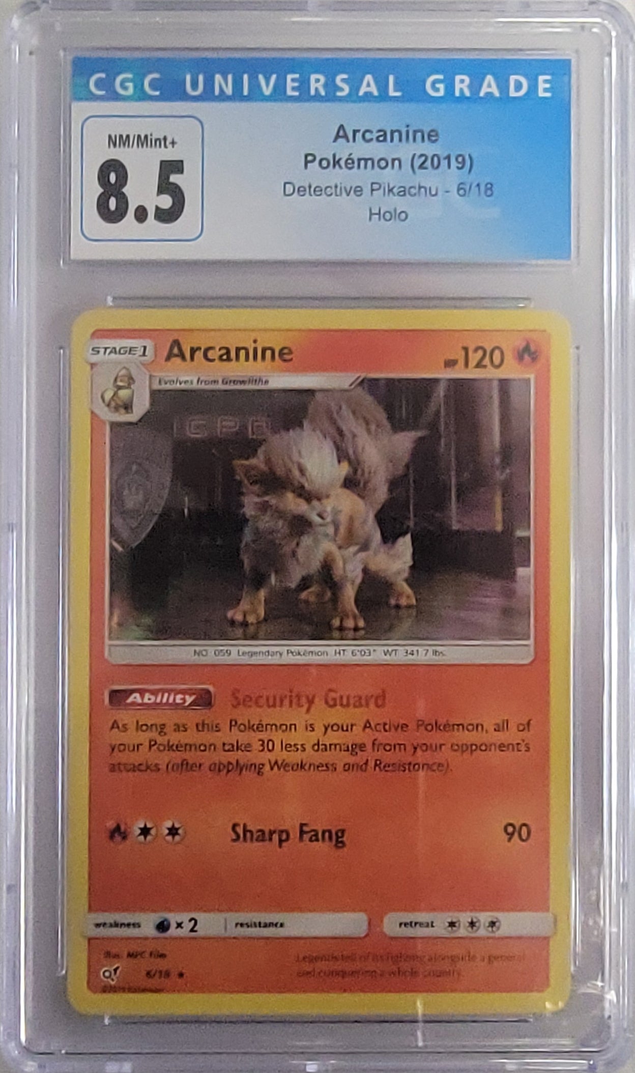 Arcanine (6/18) CGC 8.5 [Sun & Moon: Detective Pikachu] | Gear Gaming Fayetteville