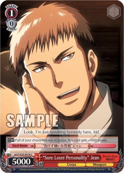 "Sore Loser Personality" Jean - [Attack on Titan] | Gear Gaming Fayetteville