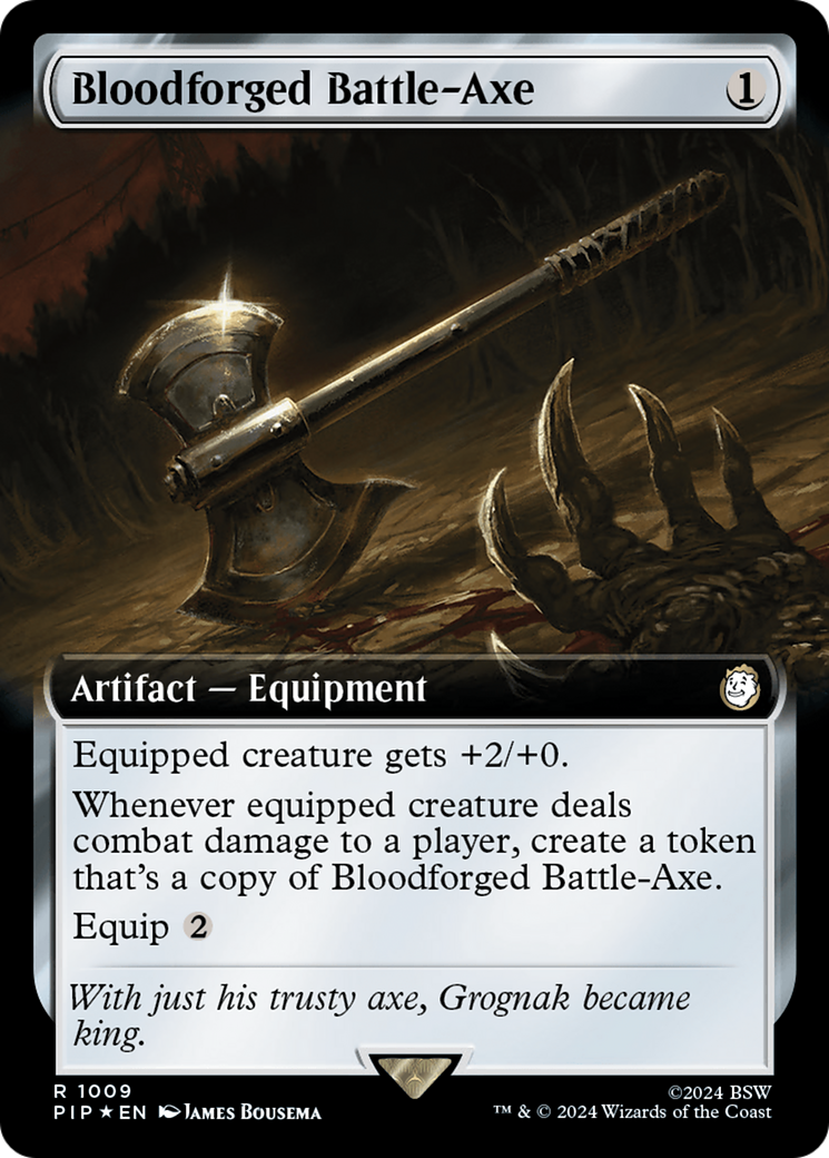 Bloodforged Battle-Axe (Extended Art) (Surge Foil) [Fallout] | Gear Gaming Fayetteville