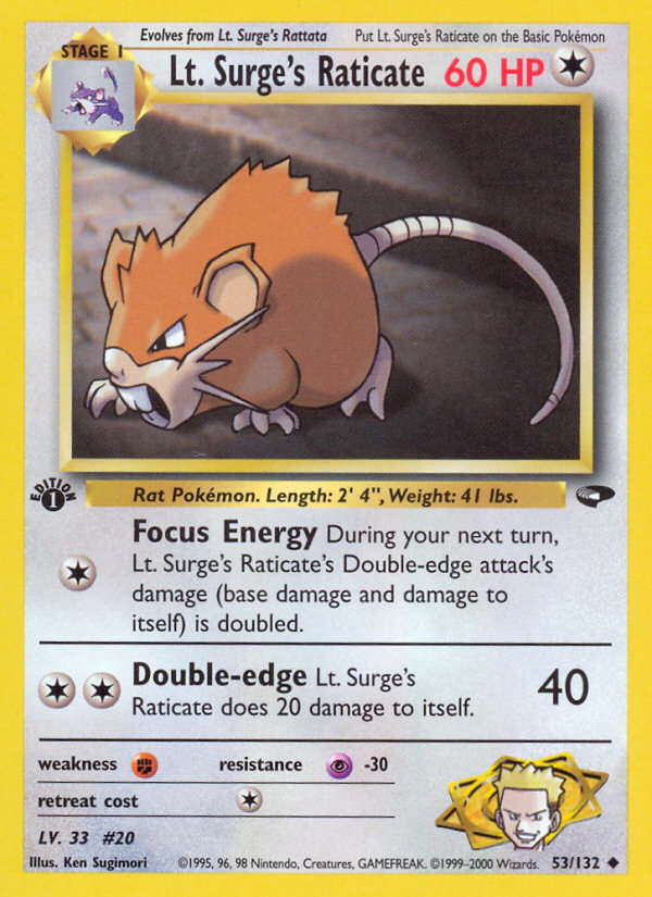 Lt. Surge's Raticate (53/132) [Gym Challenge 1st Edition] | Gear Gaming Fayetteville