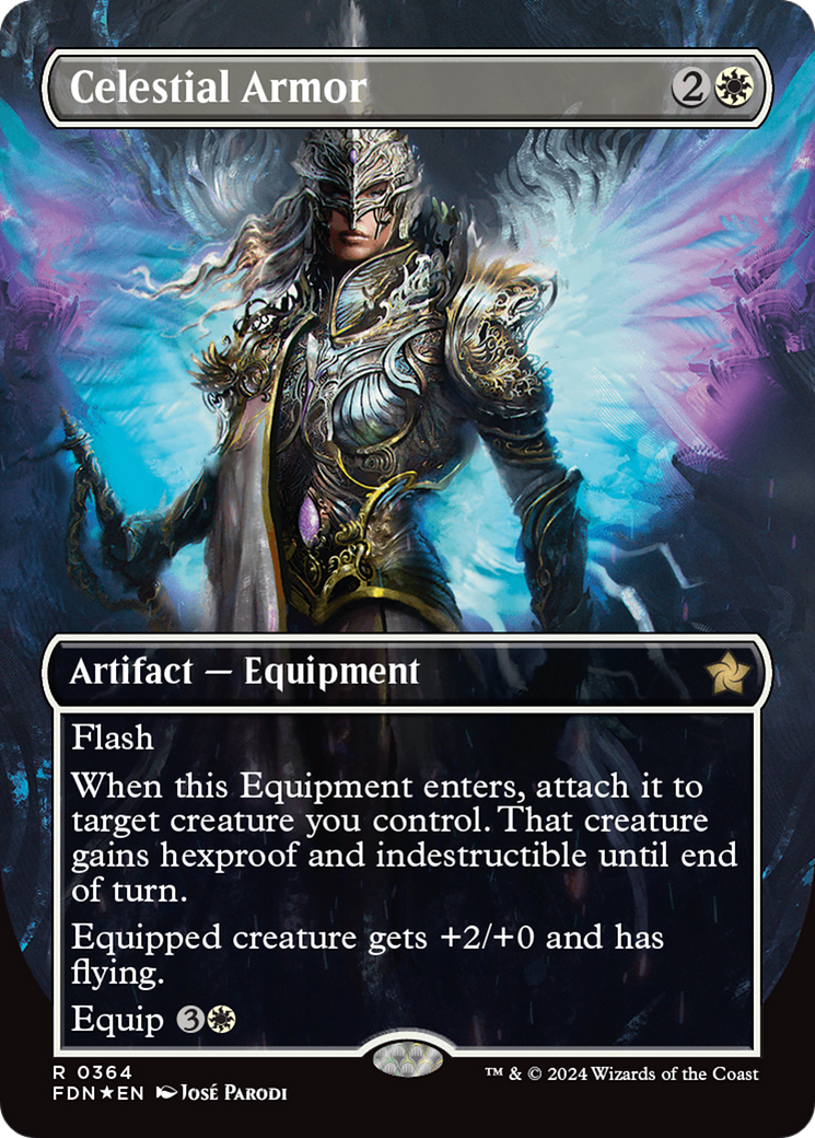 Celestial Armor (Borderless) (Mana Foil) [Foundations] | Gear Gaming Fayetteville