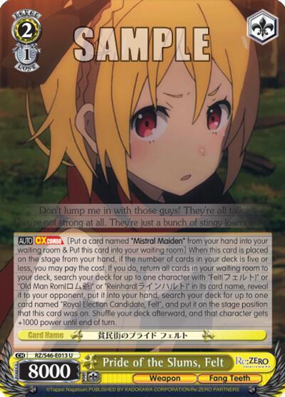 Pride of the Slums, Felt - [Re:ZERO] | Gear Gaming Fayetteville