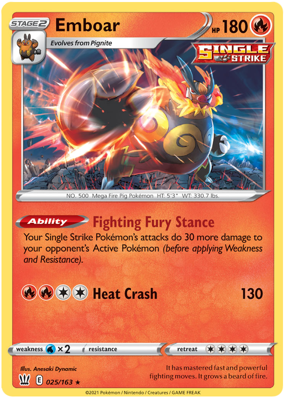 Emboar (025/163) [Sword & Shield: Battle Styles] | Gear Gaming Fayetteville