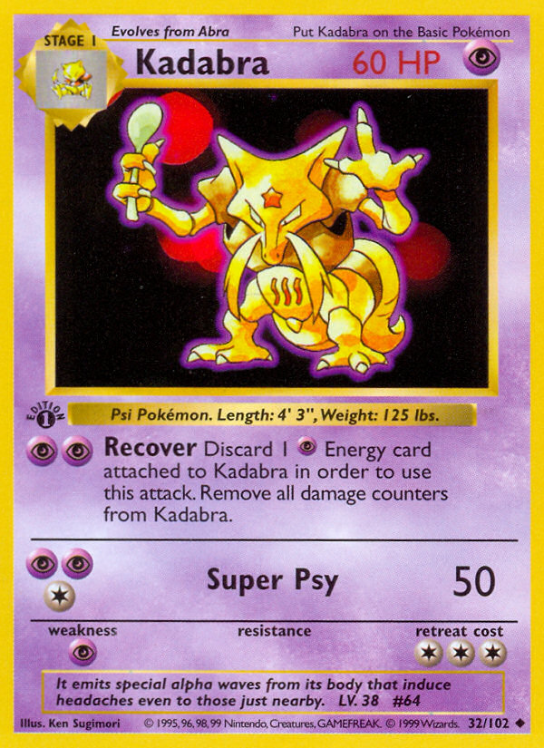 Kadabra (32/102) (Shadowless) [Base Set 1st Edition] | Gear Gaming Fayetteville