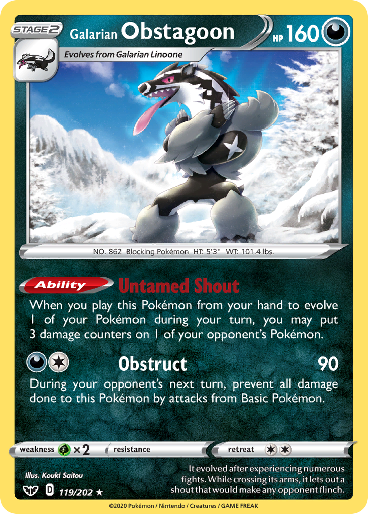 Galarian Obstagoon (119/202) [Sword & Shield: Base Set] | Gear Gaming Fayetteville
