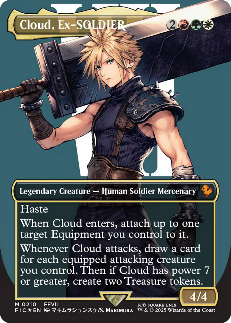 Cloud, Ex-SOLDIER (Borderless) (Surge Foil) [FINAL FANTASY Commander] | Gear Gaming Fayetteville