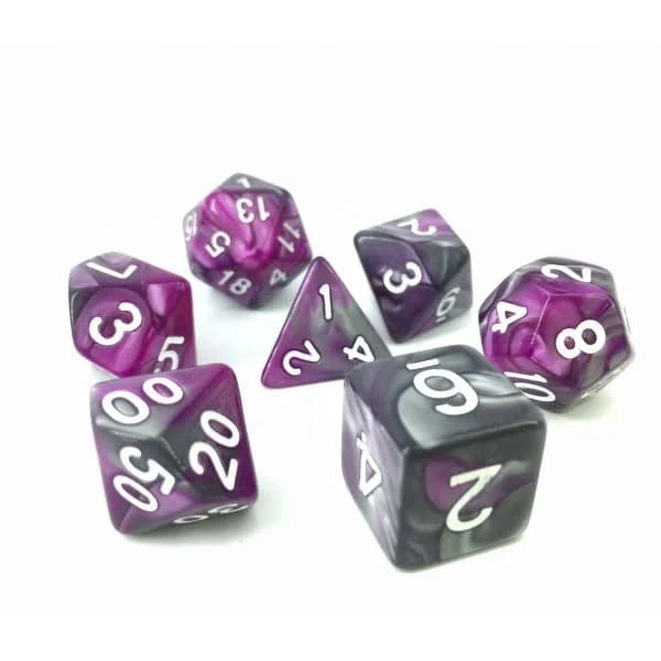 Purple + Silver 7pc Dice Set | Gear Gaming Fayetteville