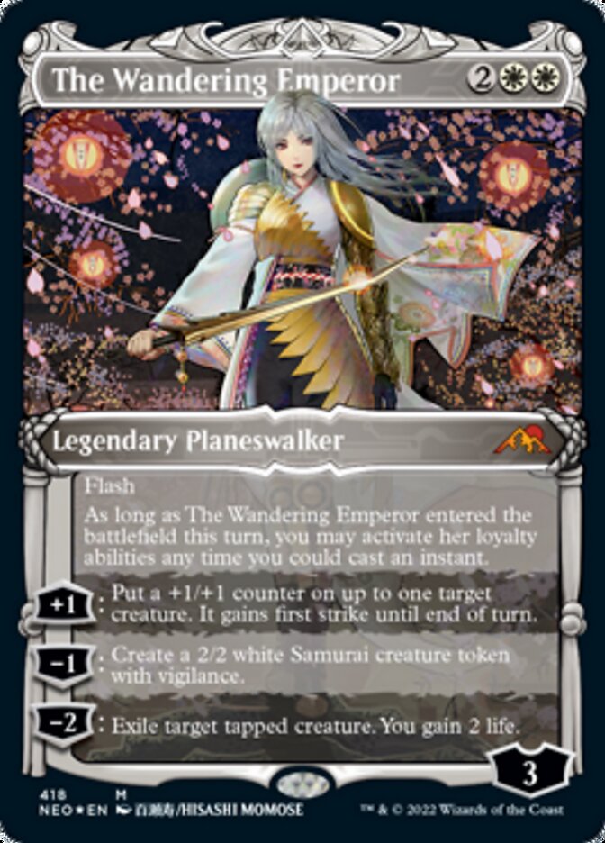 The Wandering Emperor (Showcase) (Foil Etched) [Kamigawa: Neon Dynasty] | Gear Gaming Fayetteville