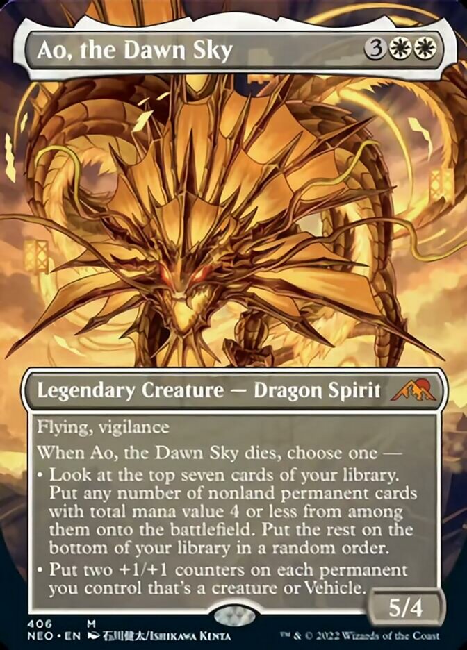 Ao, the Dawn Sky (Borderless Alternate Art) [Kamigawa: Neon Dynasty] | Gear Gaming Fayetteville