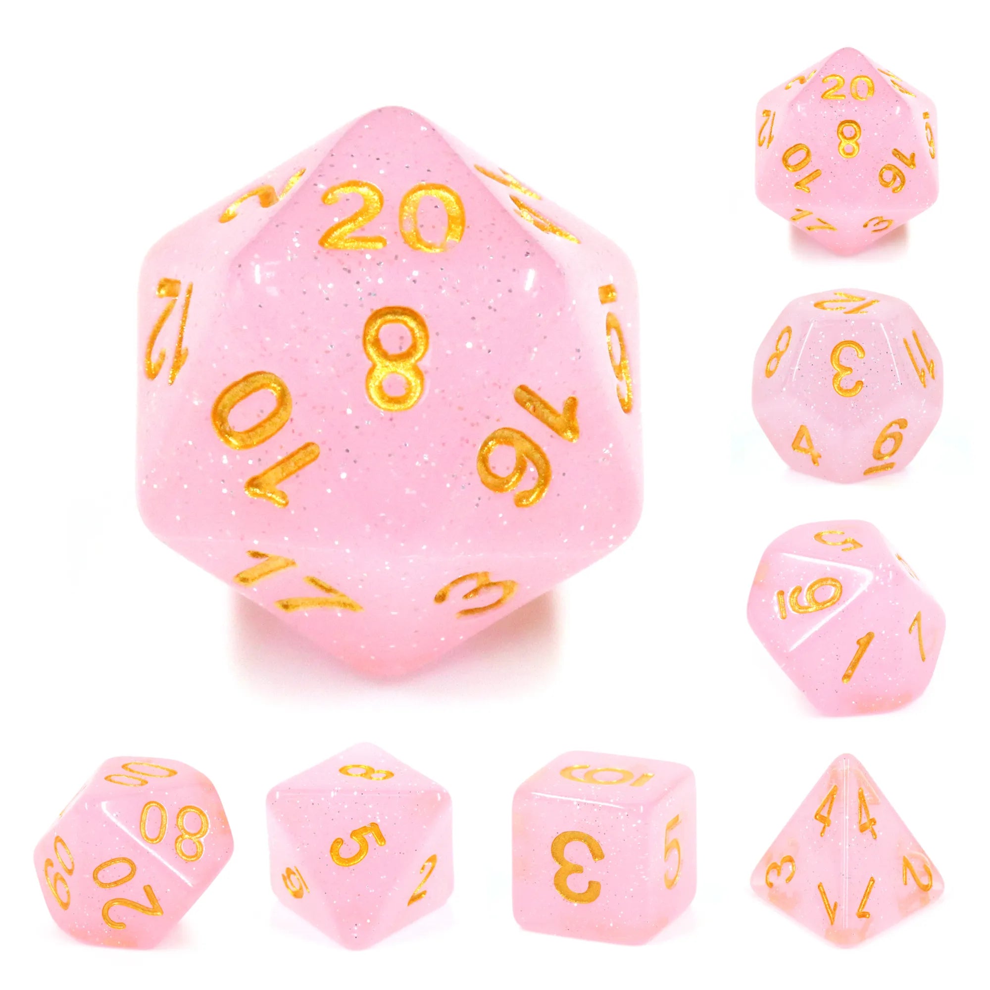 Pink Glitter Dice 7pcs Dice Set | Gear Gaming Fayetteville