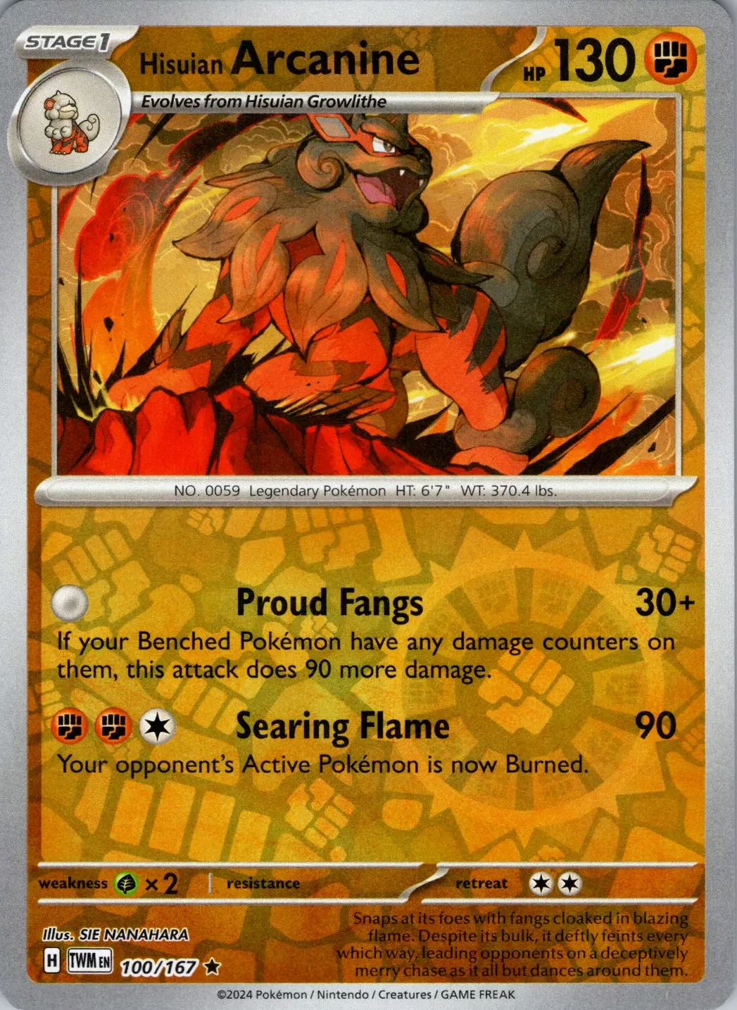 Hisuian Arcanine (100/167) [Scarlet & Violet: Twilight Masquerade] | Gear Gaming Fayetteville