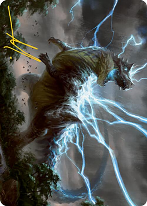 Thrasta, Tempest's Roar Art Card (41) (Gold-Stamped Signature) [Modern Horizons 2 Art Series] | Gear Gaming Fayetteville