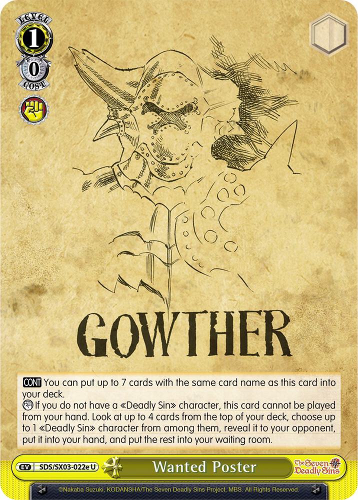 Wanted Poster (E) - [The Seven Deadly Sins] | Gear Gaming Fayetteville