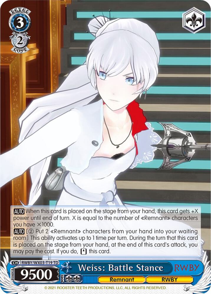Weiss: Battle Stance - [RWBY] | Gear Gaming Fayetteville