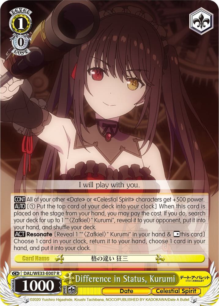 Difference in Status, Kurumi (Parallel Foil) - [Date A Bullet] | Gear Gaming Fayetteville