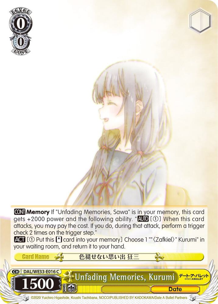 Unfading Memories, Kurumi (Parallel Foil) - [Date A Bullet] | Gear Gaming Fayetteville