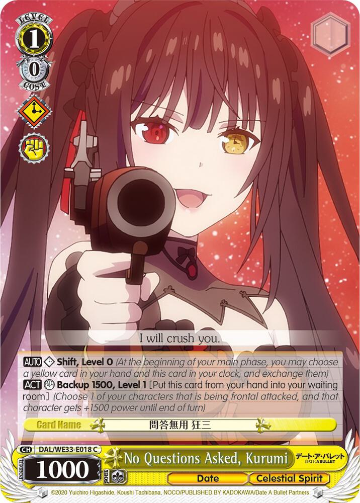 No Questions Asked, Kurumi (Parallel Foil) - [Date A Bullet] | Gear Gaming Fayetteville