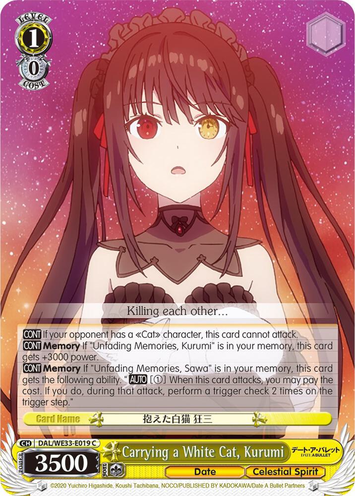 Carrying a White Cat, Kurumi - [Date A Bullet] | Gear Gaming Fayetteville