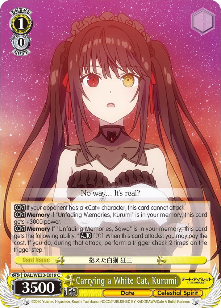 Carrying a White Cat, Kurumi (Parallel Foil) - [Date A Bullet] | Gear Gaming Fayetteville