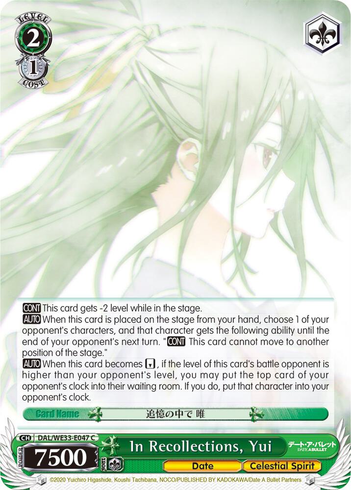 In Recollections, Yui (Parallel Foil) - [Date A Bullet] | Gear Gaming Fayetteville