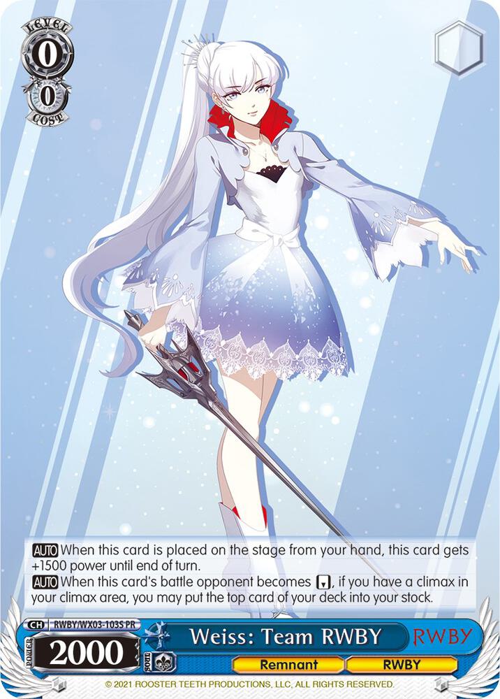 Weiss: Team RWBY (Alternate Art) - [RWBY] | Gear Gaming Fayetteville