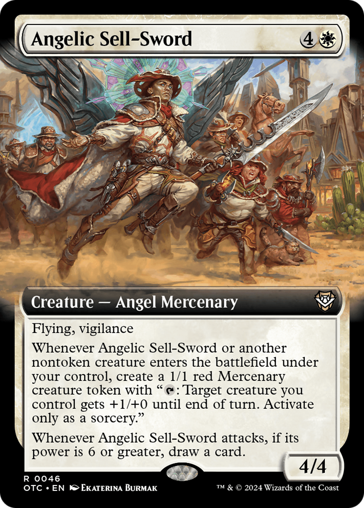 Angelic Sell-Sword (Extended Art) [Outlaws of Thunder Junction Commander] | Gear Gaming Fayetteville