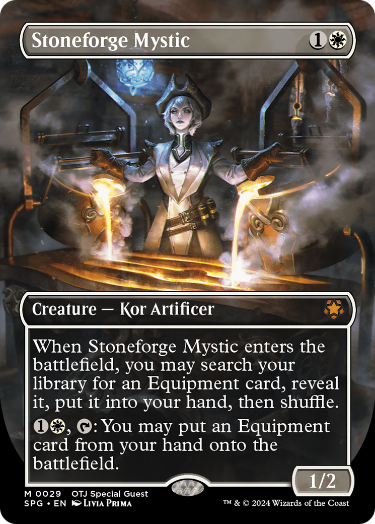 Stoneforge Mystic (Borderless) [Outlaws of Thunder Junction Special Guests] | Gear Gaming Fayetteville