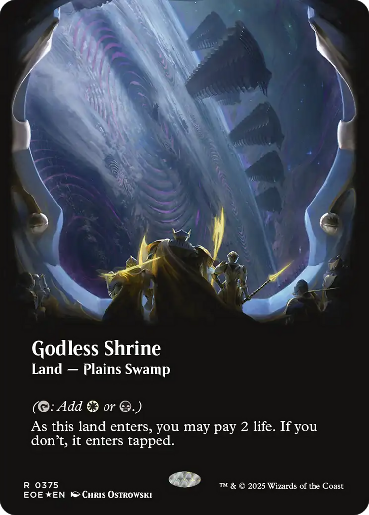 Godless Shrine (Borderless) (Galaxy Foil) [Edge of Eternities] | Gear Gaming Fayetteville