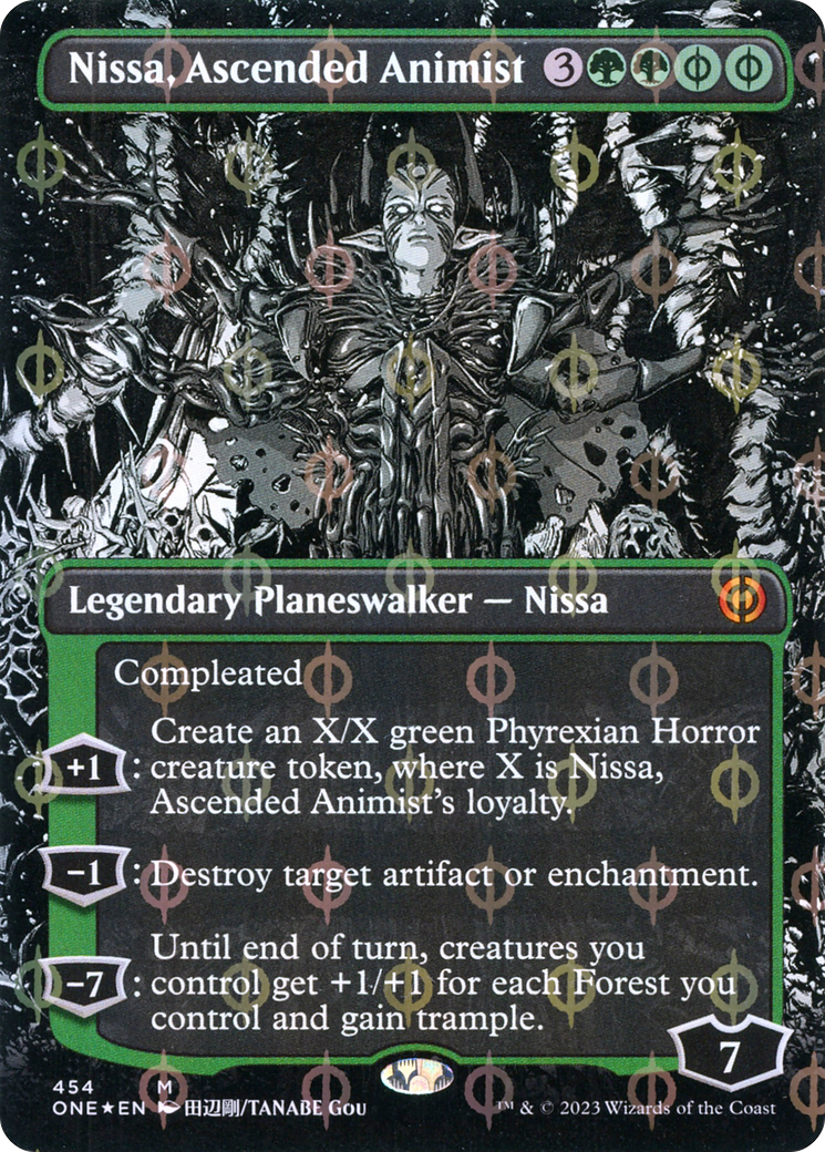 Nissa, Ascended Animist (Borderless Manga Step-and-Compleat Foil) [Phyrexia: All Will Be One] | Gear Gaming Fayetteville