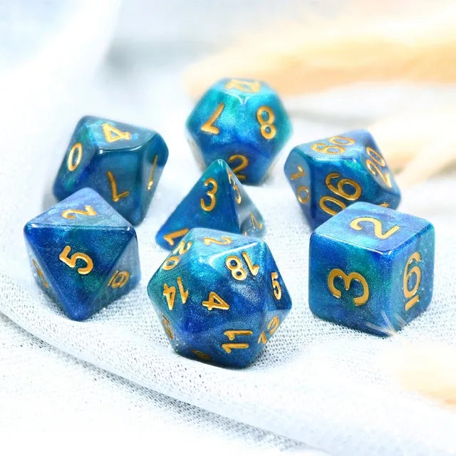 Blue Green Galaxy 7pcs Dice Set | Gear Gaming Fayetteville