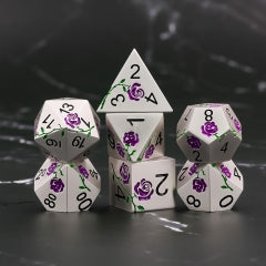 Purple Rose Electroplated Silver Metal 7pcs Dice Set | Gear Gaming Fayetteville