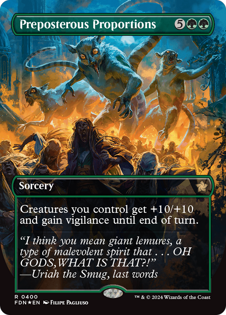 Preposterous Proportions (Borderless) (Mana Foil) [Foundations] | Gear Gaming Fayetteville