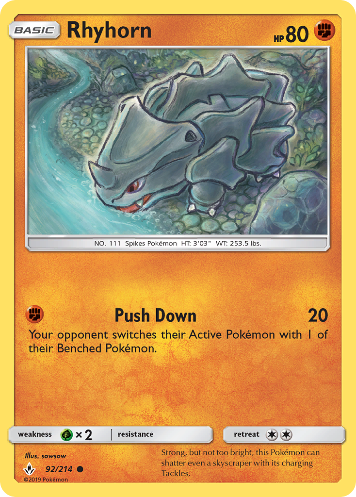 Rhyhorn (92/214) [Sun & Moon: Unbroken Bonds] | Gear Gaming Fayetteville