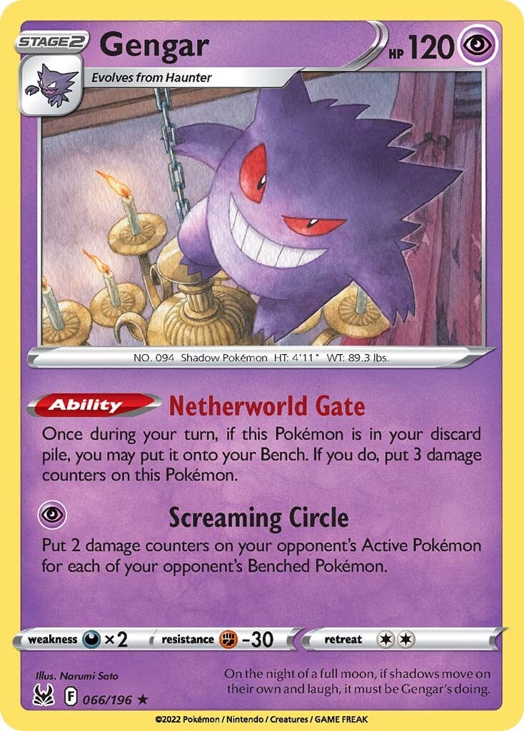 Gengar (066/196) (Theme Deck Exclusive) [Sword & Shield: Lost Origin] | Gear Gaming Fayetteville