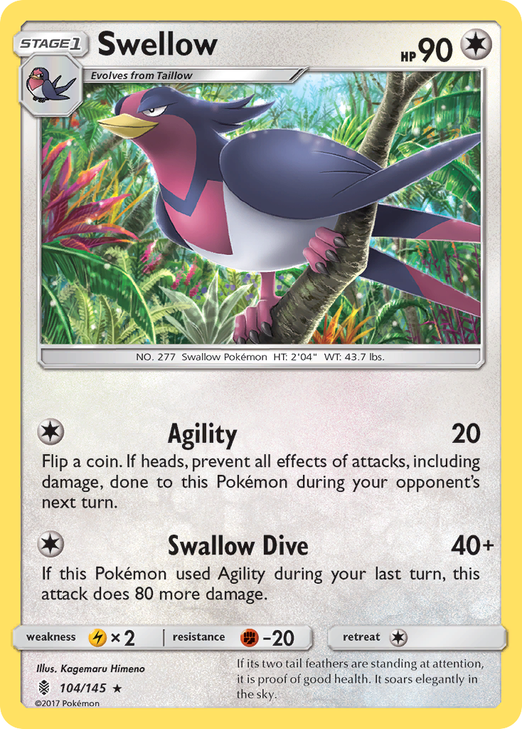 Swellow (104/145) [Sun & Moon: Guardians Rising] | Gear Gaming Fayetteville