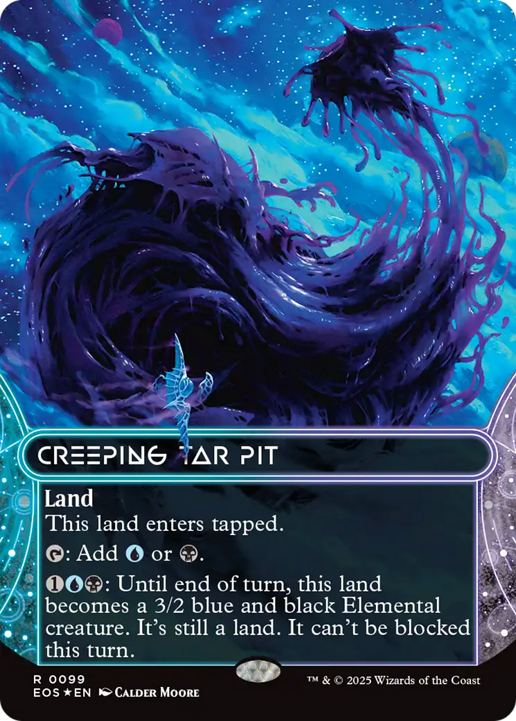 Creeping Tar Pit (0099) (Borderless) (Galaxy Foil) [Edge of Eternities: Stellar Sights] | Gear Gaming Fayetteville