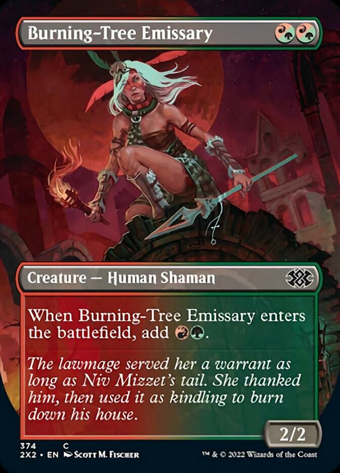 Burning-Tree Emissary (Borderless Alternate Art) [Double Masters 2022] | Gear Gaming Fayetteville