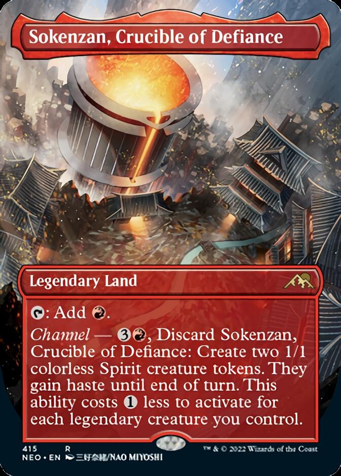 Sokenzan, Crucible of Defiance (Borderless Alternate Art) [Kamigawa: Neon Dynasty] | Gear Gaming Fayetteville